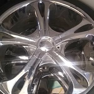 20" chrome wheels on fairly new tires kept inside